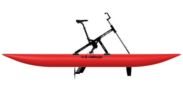 Lateral view of red waterbike up model.